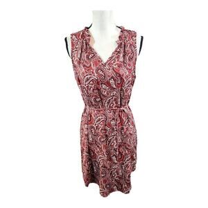 Market & Spruce Stitch Fix Red Jeanie Ruffle Detail Paisley Dress Women's SP